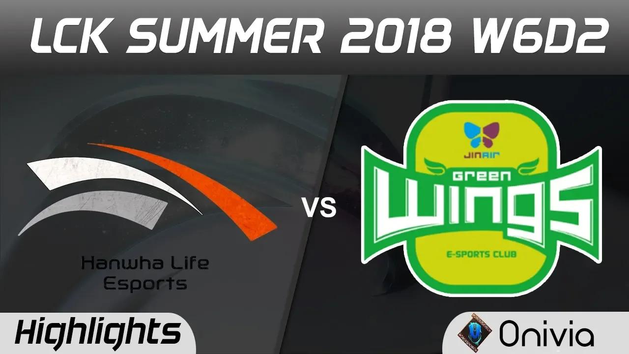 HLE vs JAG Highlights Game 1 LCK Summer 2018 W6D2 Hanwha Life Esports vs Jin Air GreenWings by Onivi thumbnail