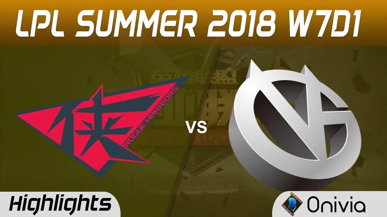 RW vs VG Highlights Game 1 LPL Summer 2018 W7D1 Rogue Warriors vs Vici Gaming by Onivia thumbnail