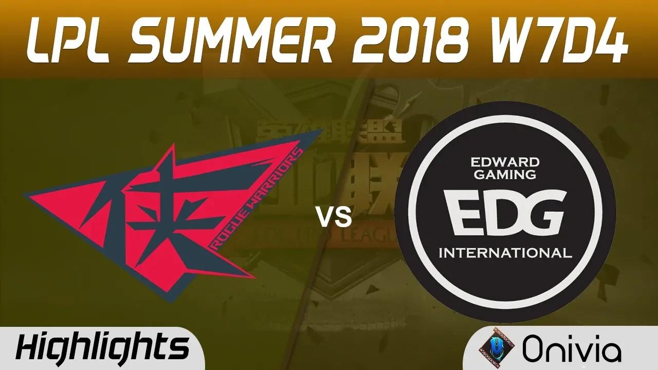 RW vs EDG Highlights Game 1 LPL Summer 2018 W7D4 Rougue Warrior vs Edward Gaming by Onivia thumbnail