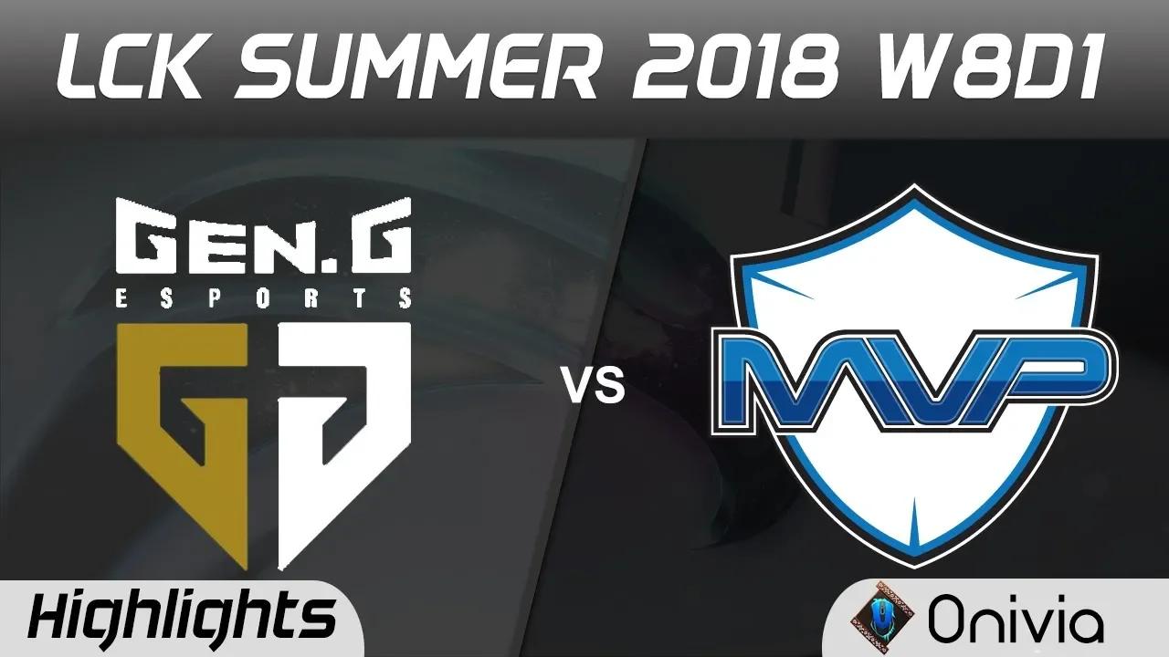 GEN vs MVP Highlights Game 1 LCK Summer 2018 W8D1 Gen G vs MVP by Onivia thumbnail