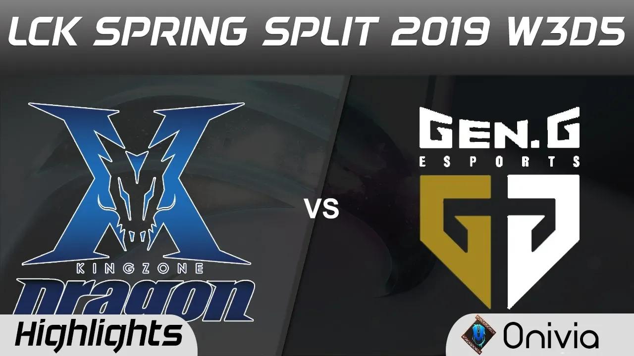 KZ vs GEN Highlights Game 1 LCK Spring 2019 W3D5 KingZone DragonX vs Gen G Esports by Onivia thumbnail