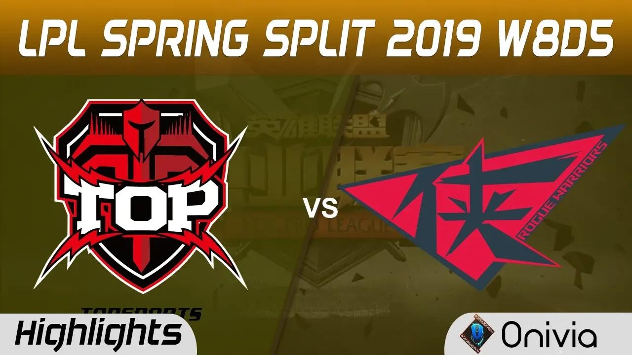 TOP vs RW Highlights Game 1 LPL Spring 2019 W8D5 Topsports Gaming vs Rogue Warriors LPL Highlights thumbnail