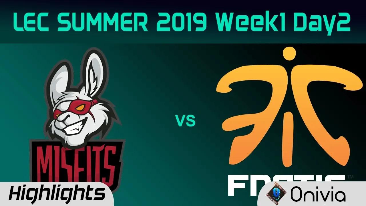 MSF vs FNC Highlights LEC Summer 2019 W1D2 Misfits Gaming vs Fnatic LEC Highlights By Onivia thumbnail