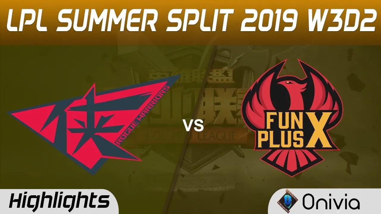 RW vs FPX Highlights Game 1 LPL Summer 2019 W3D2 Rogue Warriors vs FunPlus Phoenix LPL Highlights by thumbnail