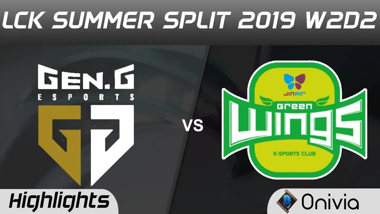 GEN vs JAG Highlights Game 2 LCK Summer 2019 W2D2 Gen G Esports vs Jin Air GreenWings LCK Highlights thumbnail