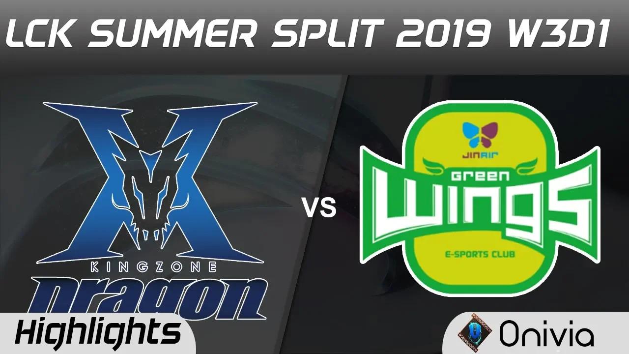 KZ vs JAG Highlights Game 1 LCK Summer 2019 W3D1 KingZone DragonX vs Jir Air GreenWings LCK Highligh thumbnail