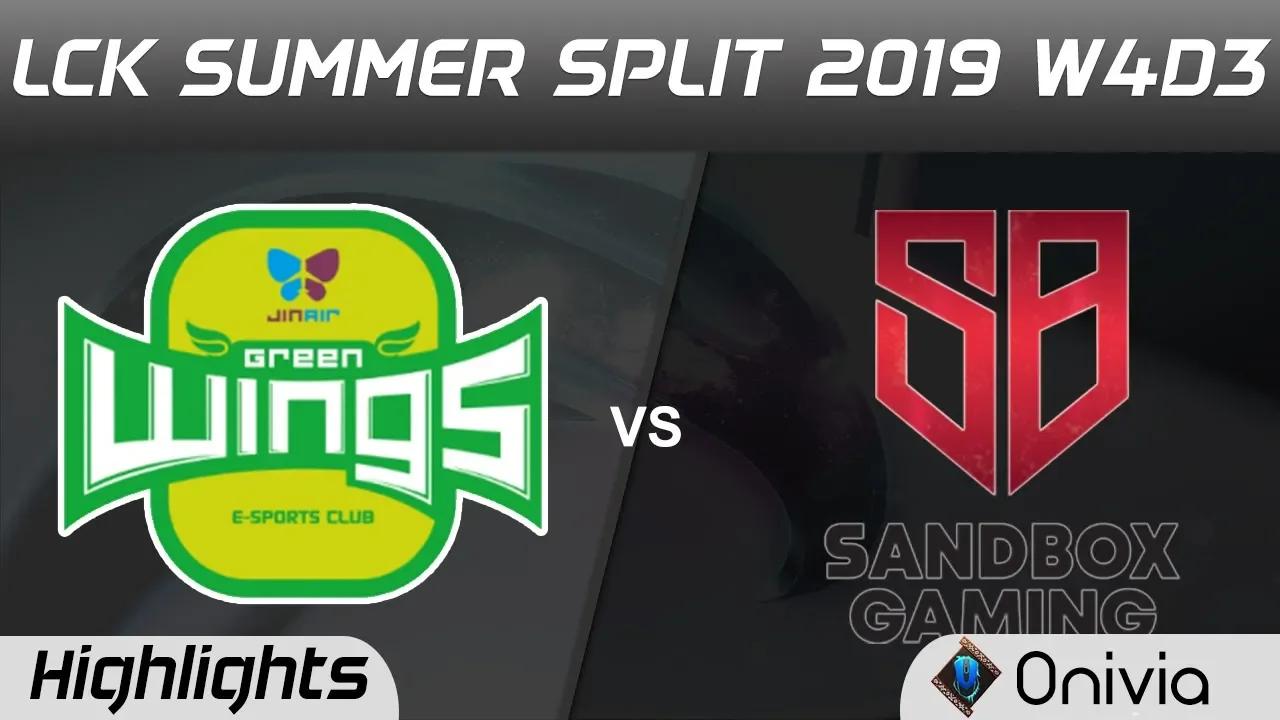 JAG vs SB Highlights Game 1 LCK Summer 2019 W4D3 Jin Air Green Wings vs SANDBOX Gaming Highlights by thumbnail