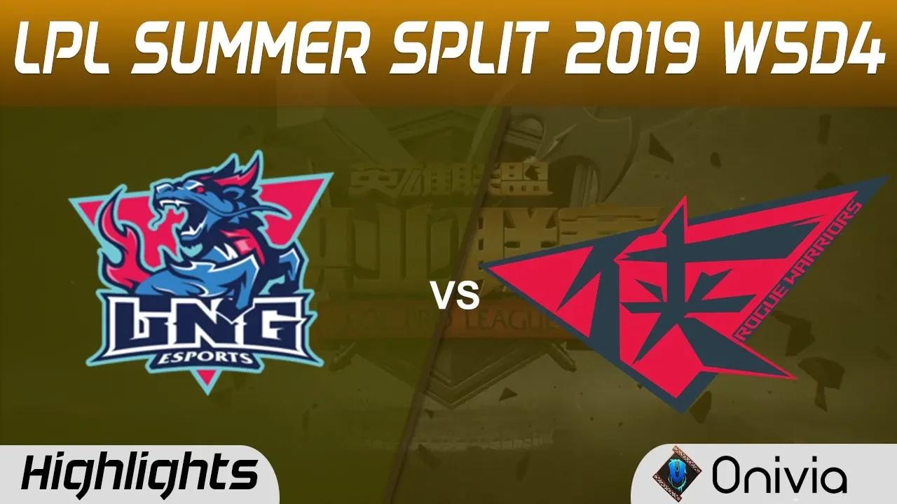 LNG vs RW Highlights Game 1 LPL Summer 2019 W5D4 LNG Esports vs Rogue Warriors LPL Highlights by Oni thumbnail