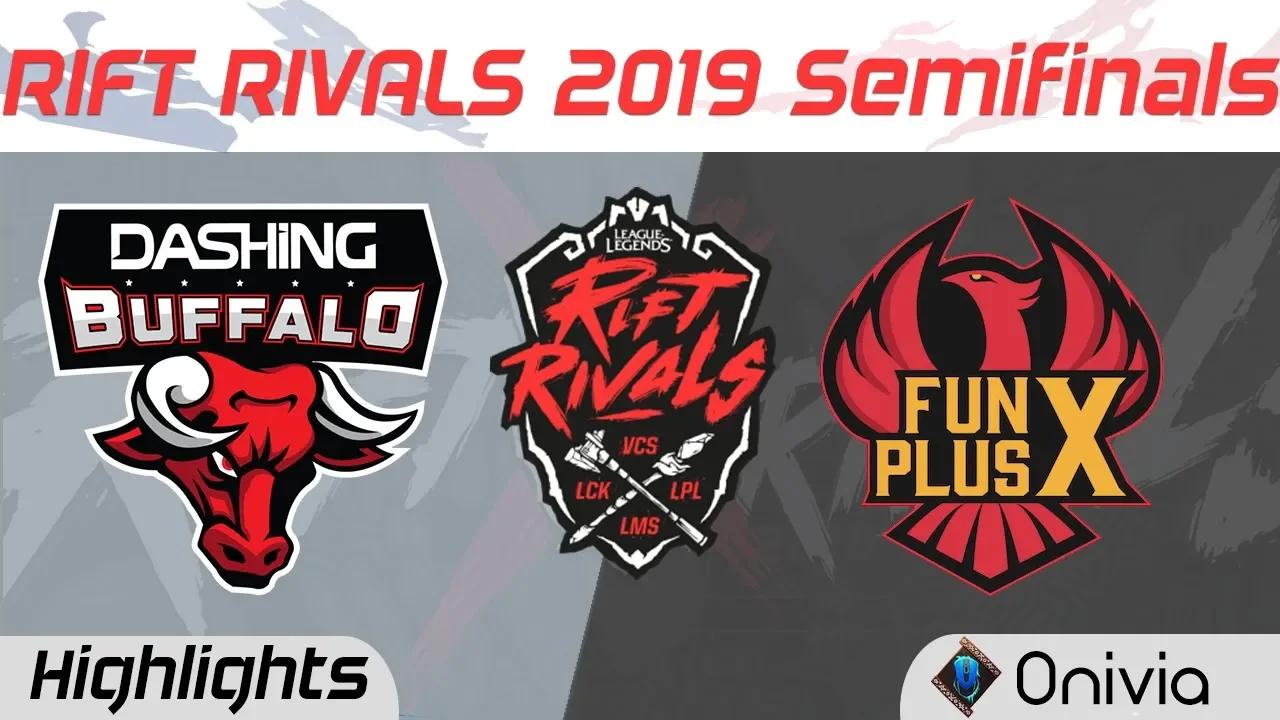 DBL vs FPX Highlights Rift Rivals Semifinals LCK LPL LMS VCS 2019 Dashing Buffalo vs FunPlus Phoenix thumbnail