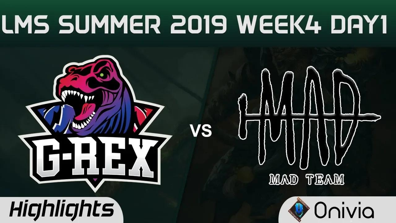 GRX vs MAD Highlights Game 1 LMS 夏季職業聯賽 W4D1 2019 G Rex vs MAD Team by Onivia thumbnail