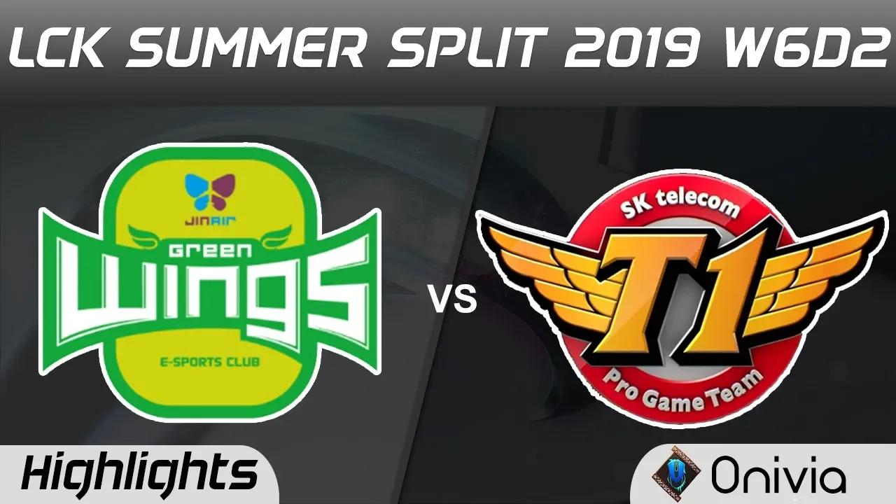 JAG vs SKT Highlights Game 1 LCK Summer 2019 W6D2 Jin Air GreenWings vs SK Telecom T1 Highlights by thumbnail