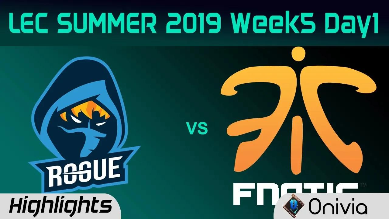 RGE vs FNC Highlights LEC Summer 2019 W5D1 Rogue vs Fnatic LEC Highlights By Onivia thumbnail