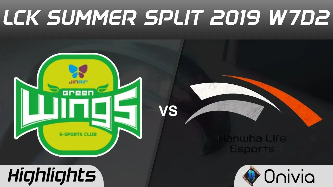 JAG vs HLE Highlights Game 2 LCK Summer 2019 W7D2 JinAir Green Wings vs Hanwha Life Esports Highligh thumbnail