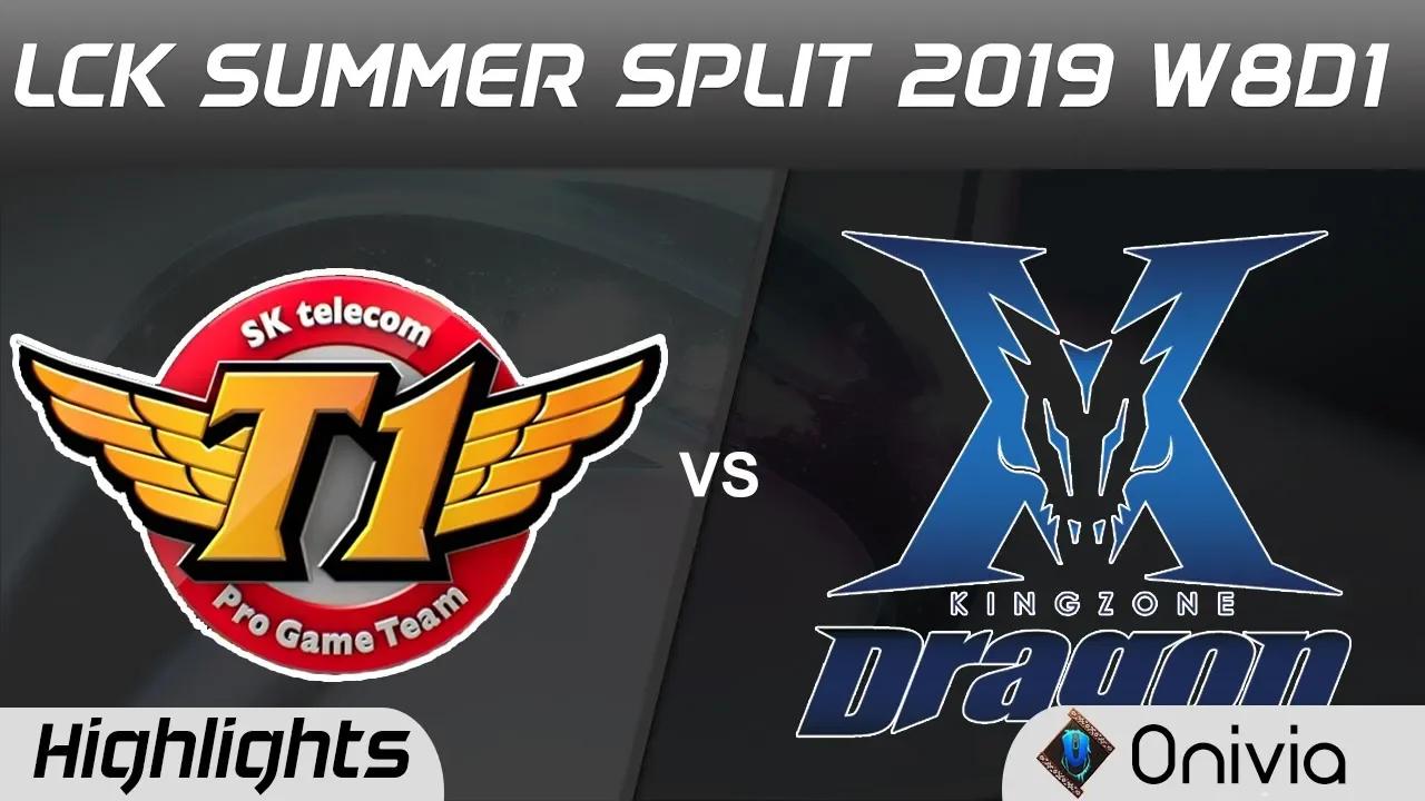 SKT vs KZ Highlights Game 1 LCK Summer 2019 W8D1 SK Telecom T1 vs KingZone DragonX Highlights by Oni thumbnail