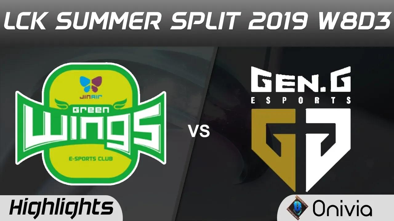 JAG vs GEN Highlights Game 1 LCK Summer 2019 W8D3 Jin Air Green Wings vs Gen G Highlights by Onivia thumbnail