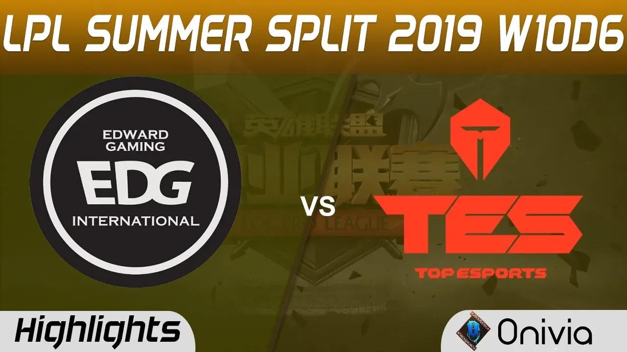 EDG vs TES Highlights Game 1 LPL Summer 2019 W10D6 Edward Gaming vs Top Esports LPL Highlights by On thumbnail