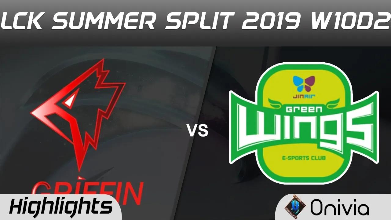 GRF vs JAG Highlights Game 1 LCK Summer 2019 W10D2 Griffin vs Jin Air Green Wings Highlights by Oniv thumbnail