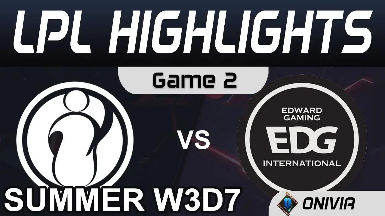 IG vs EDG Highlights Game 2 LPL Summer Season 2020 W3D7 Invictus Gaming vs EDward Gaming by Onivia thumbnail