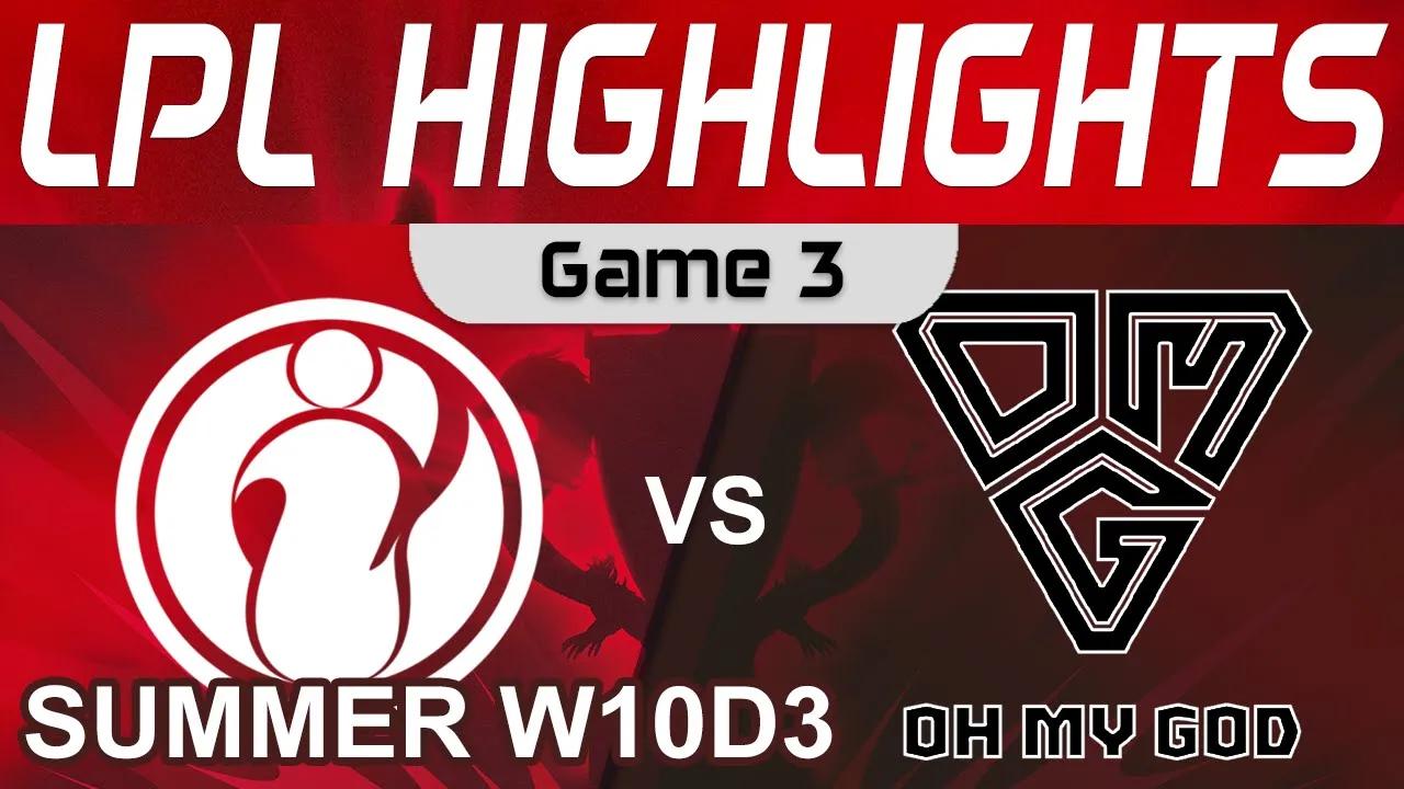 IG vs OMG Highlights Game 3 LPL Summer Season 2022 W10D3 Invictus Gaming vs Oh My God by Onivia thumbnail