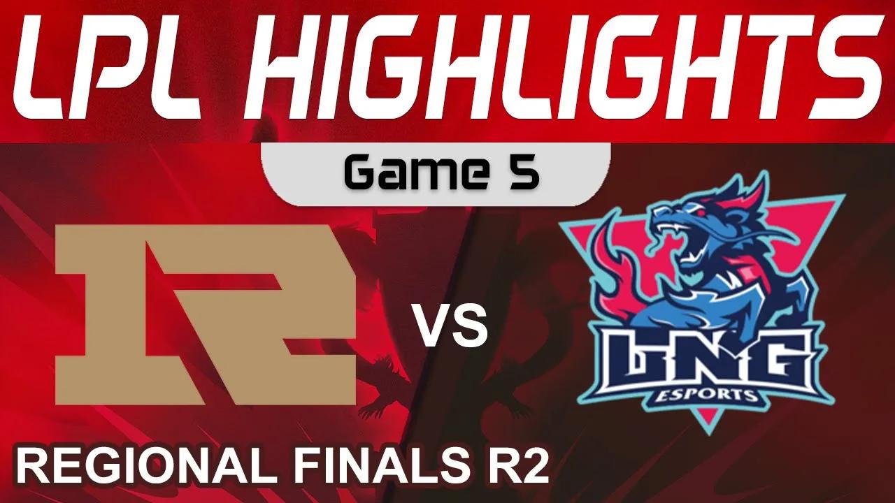 RNG vs LNG Highlights Game 5 LPL Regional Finals R2 2022 Royal Never Give Up vs LNG Esports by Onivi thumbnail