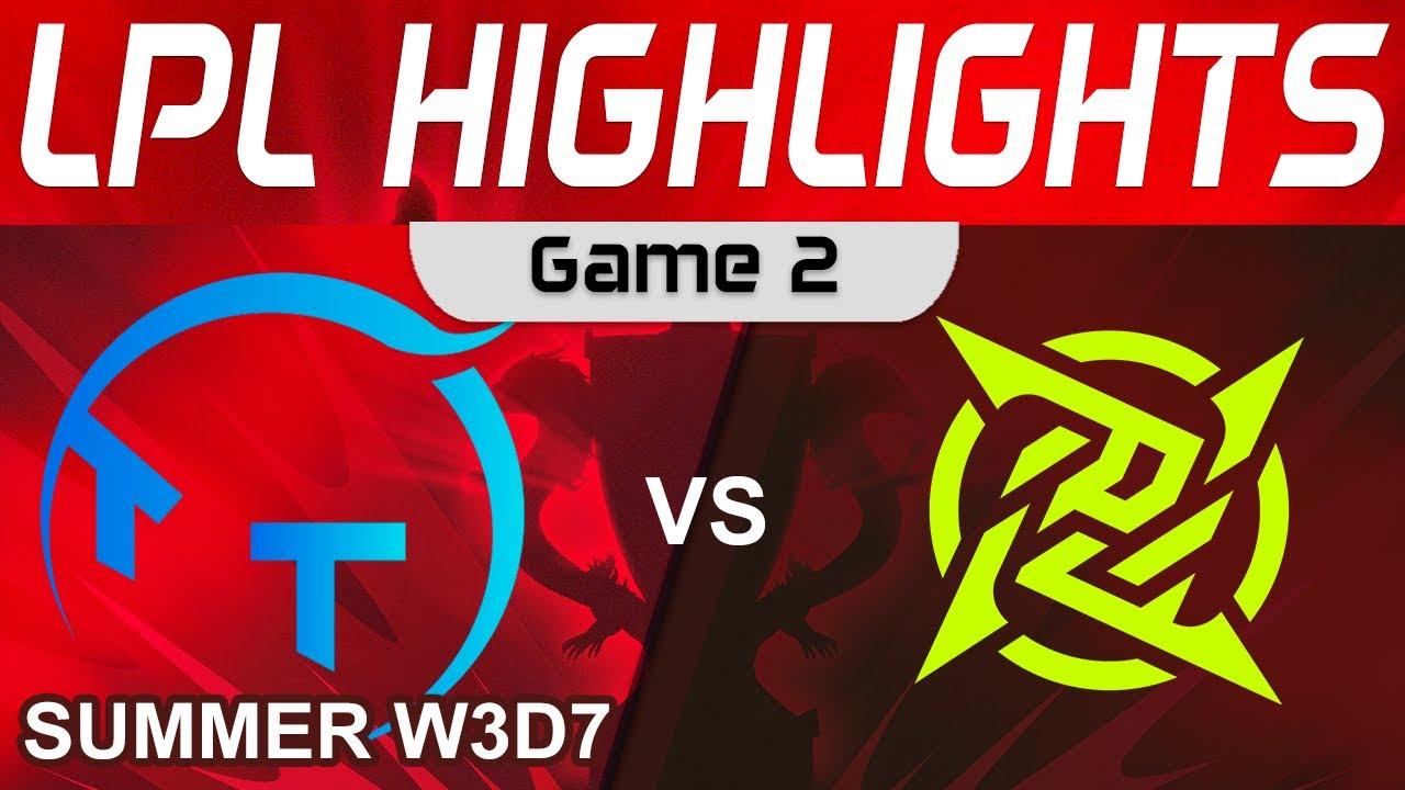 TT vs NIP Highlights Game 2 LPL Summer Season 2023 W3D7 ThunderTalk Gaming vs Ninjas in Pyjamas thumbnail