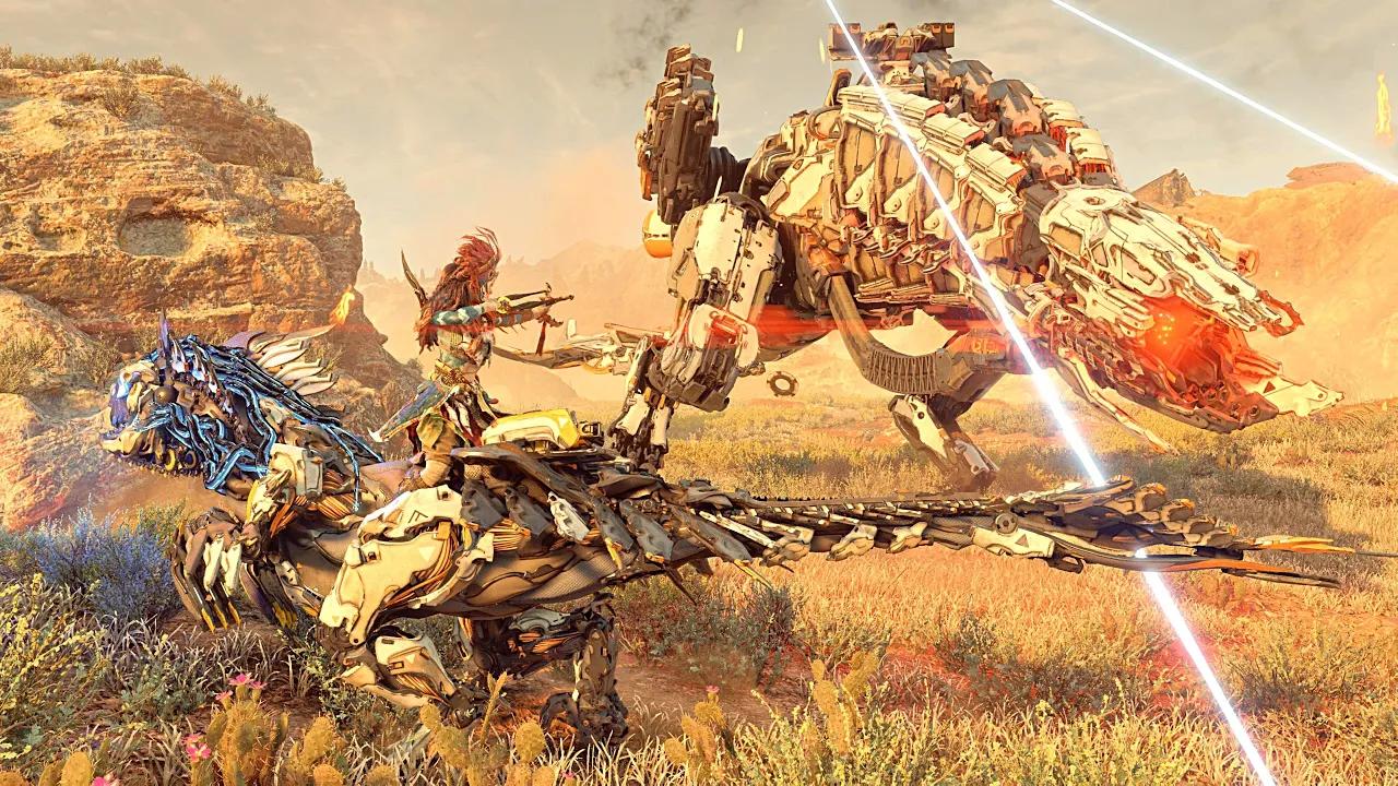 Horizon Forbidden West | Mounted Archer Gameplay - Thunderjaw Fight (4K 60fps) thumbnail