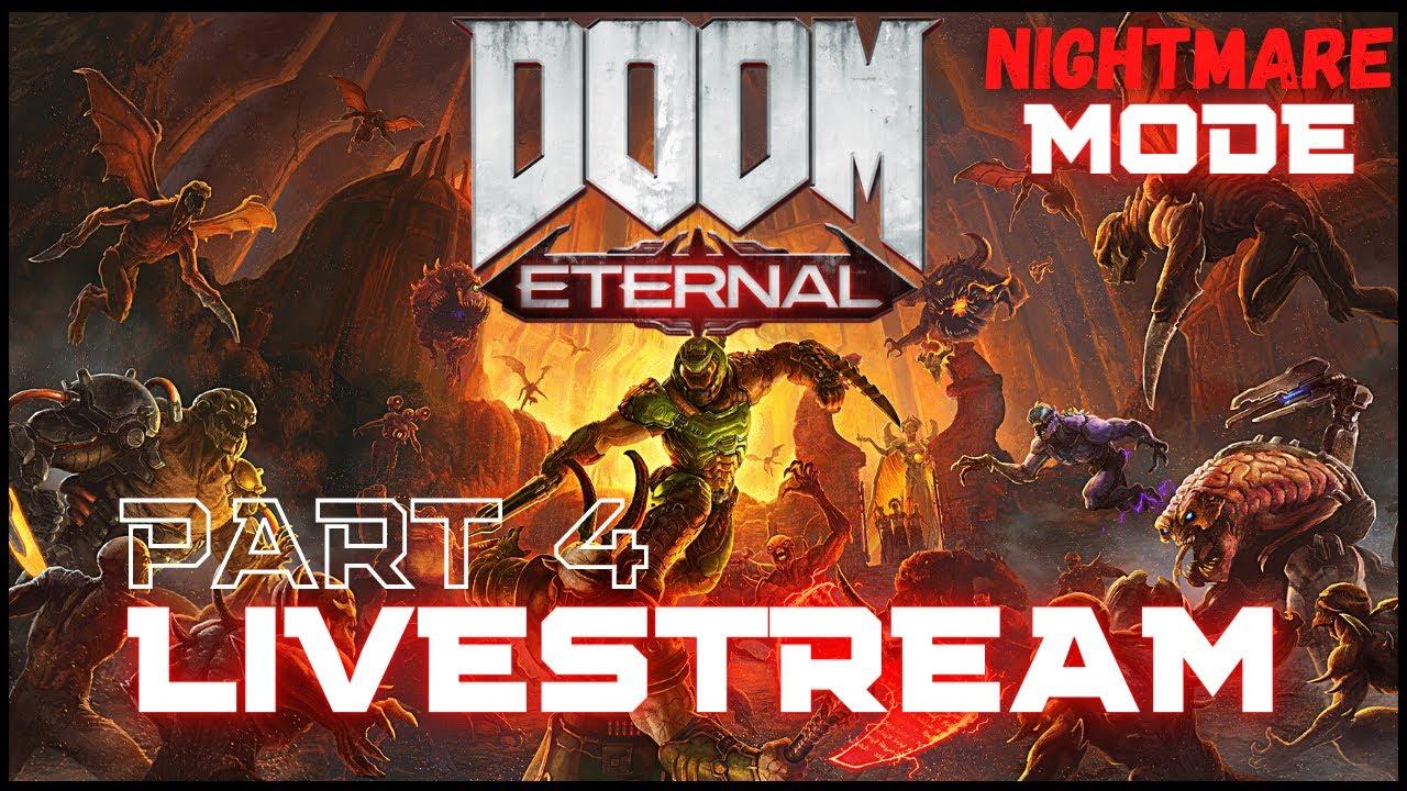 Doom Eternal PS5 Gameplay - [Part 4] - Nightmare Difficulty is Hard! [Livestream] thumbnail