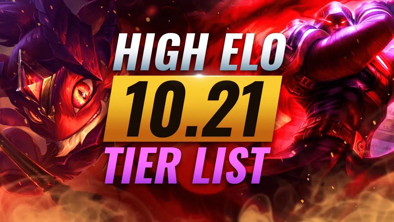 HIGH ELO Best Champions TIER List - League of Legends Patch 10.21 thumbnail