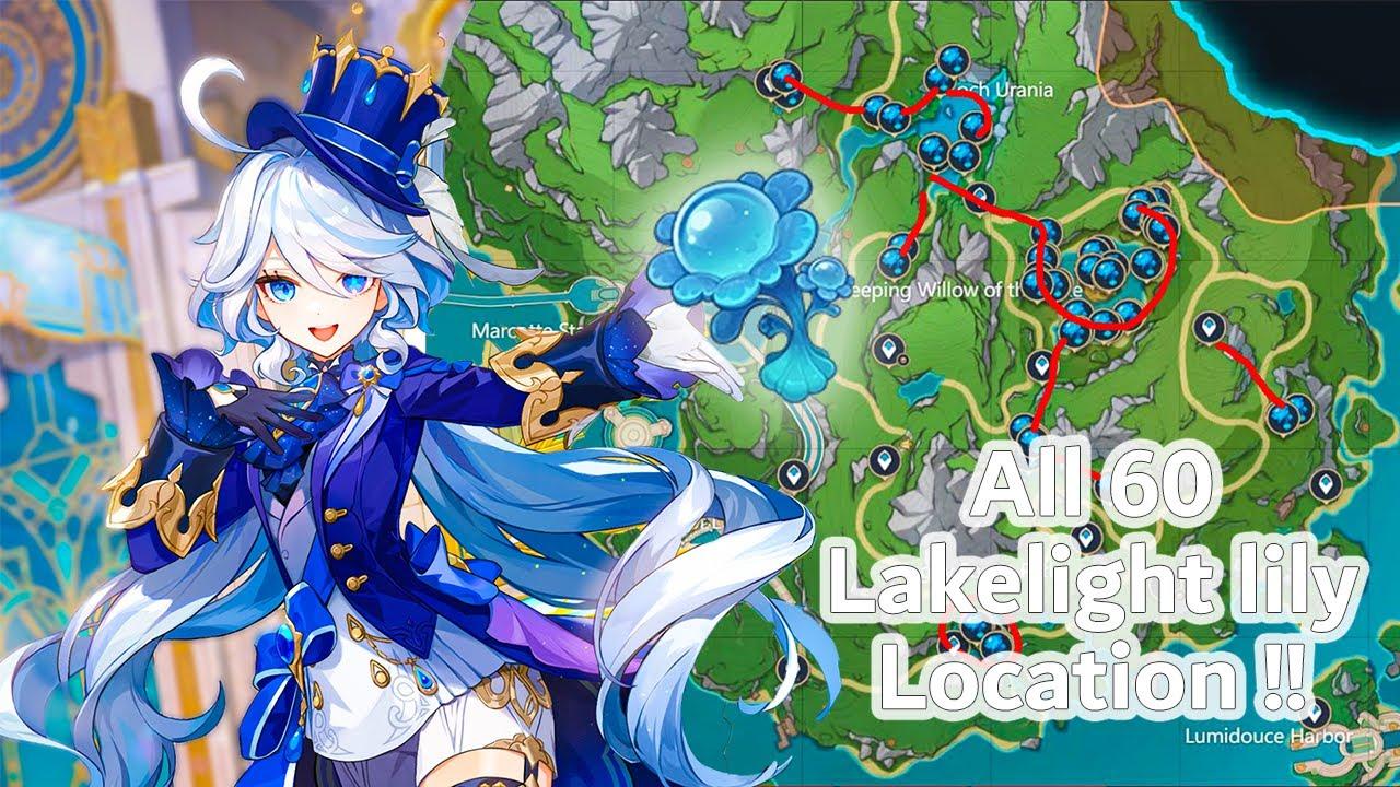 Furina ascension materials!! All 60 Lakelight lily Location !! [Genshin Impact] thumbnail