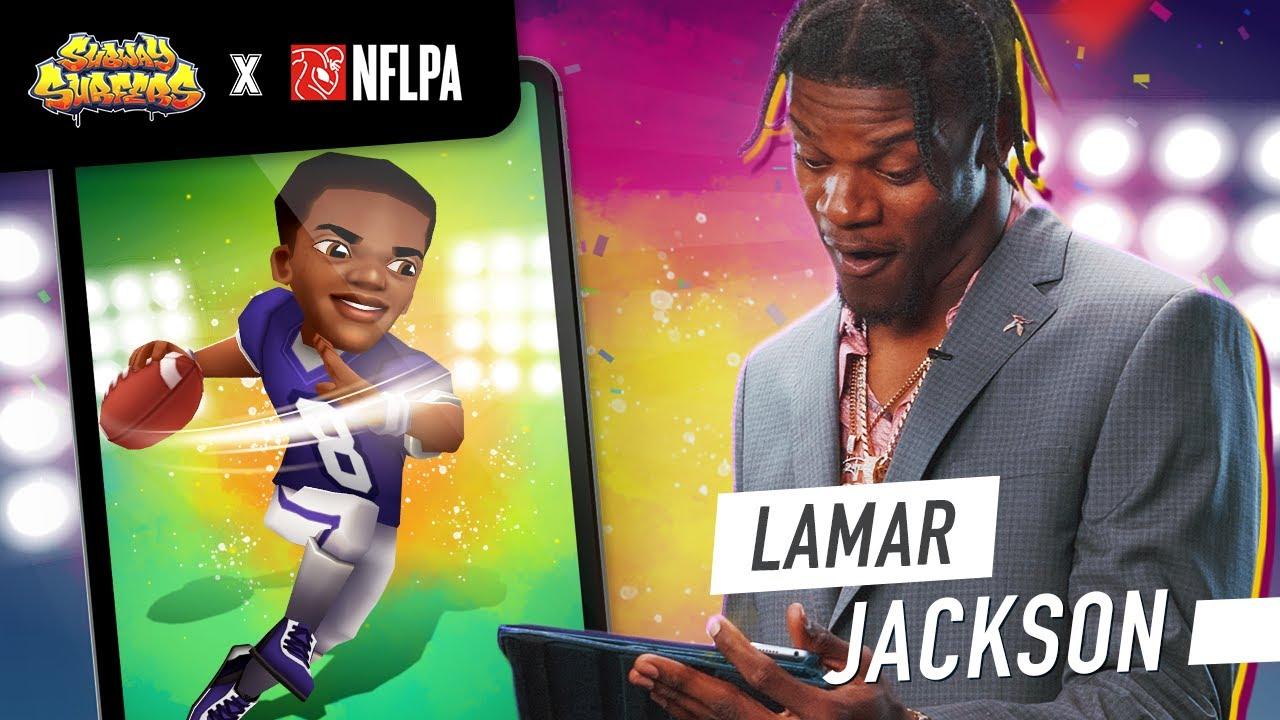 Lamar Jackson reacts to his character in Subway Surfers! | Subway Surfers x NFLPA thumbnail