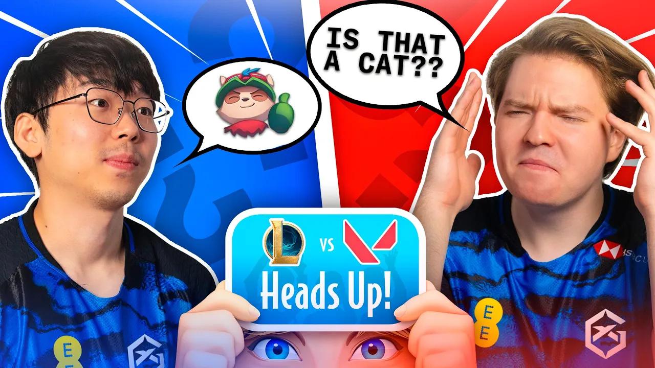 PRO GAMERS PLAY HEADS UP! | League of Legends vs VALORANT Edition thumbnail